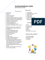 Lista de Útiles Escolares Del 1