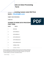 Lesson Note On Data Processing SS2 First Term