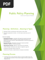 Public Policy, Planning Institutions and Their Role in Planning