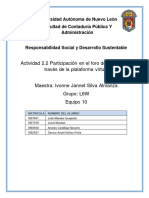 Actividad 2.2 Participación en El Foro de Discusión A Través de La Plataforma Virtual EQ 10