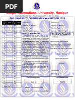 Sangai International University, Manipur: Pre University Certificate Examination 2023