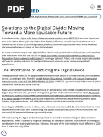 Solutions To The Digital Divide: Moving Toward A More Equitable Future