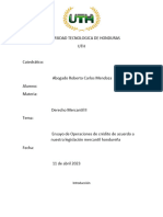 Ensayo Sobre Operaciones de Credito de Acuerdo A Nuestra Legislacion Mercantil Hondureña