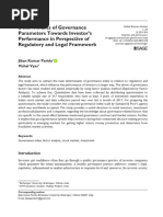 Determinants of Governance Parameters Towards Investor's Performance in Perspective of Regulatory and Legal Framework