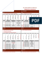 Calendário de Sabados e Feriados Centro