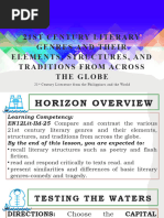 MODULE 18-21st Century Literary Genres and Their Elements, Structures, and Traditions From Across The Globe