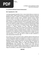 Contestación A La Corte de de Arbitraje Expediente 110.