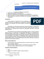 Topic 1-Human Behavior and The Dynamic Work Environment: Learning Outcomes