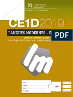 Evaluation Certificative - CE1D 2019 - Langues Modernes - Anglais - Questionnaire (Version Standard) (Ressource 15798)