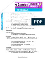 Fichas de Uso de La G para Quinto de Primaria