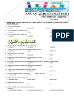 Soal UAS PAI Kelas 1 SD Semester 1 Ganjil Dan Kunci Jawaban WWW Bimbelbrilian Com