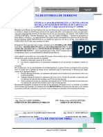 Acta Entrega de Terreno e Inicio de Obra