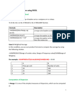 Computation of Statistical Measures in Excel