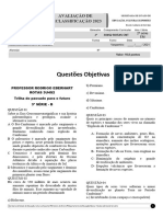 Paleobiologia AVALIAÇÃO BIOLOGIA 3aSÉRIE 1O SemesTRE 2023 o B Rotas de Aprofundamento RESTART