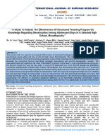 A Study To Assess The Effectiveness of Structured Teaching Program On Knowledge Regarding Menstruation Among Adolescent Boys in A Selected High School, Muvattupuzha