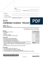 AQA GCSE Combined Science Trilogy Physics Higher Paper 2 June 2022