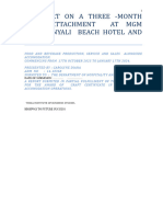 A Report On A Three - Month Field Attachment at MGM Muthu Nyali Beach Hotel and Spar