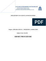 23AS102 - Chemistry Lab - Short Procedure