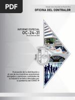 Informe Del Contralor Sobre Auditoría A Los Fondos de La Ley Cares Asignados A Entidades Turística