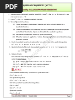 Quadratic Equations Notes