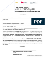 Carta Responsiva-Autorización de Fotografia y Video. Primaria. 2023-2024.