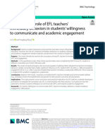 The Predicting Role of EFL Teachers' Immediacy Behaviors in Students' Willingness To Communicate and Academic Engagement