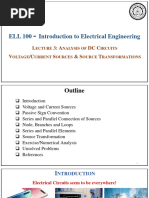 ELL 100 Introduction To Electrical Engineering: A DCC V /C S & S T