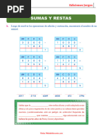 Sumas y Restas de Números de 4 Cifras para Segundo Grado de Primaria