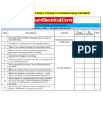 Distribution Panel Board Testing Checklist