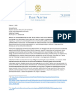 Rep Prestin Great Lakes Tunnel Project Letter