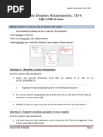 Bases de Données Relationnelles, TD 4: SQL LMD de Base