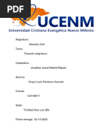 Asignatura: Derecho Civil Tema: Proyecto Asignatura