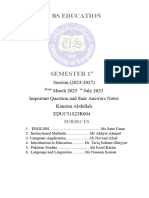 1st Semester Outcome All Subects BS EDUCATION UOS