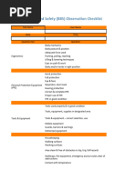 Behavioral Based Safety BBS Observation Checklist