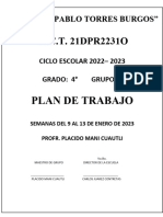 PLAN DE TRABAJO DEL 9 Al 13 de Enro de 2023 4°C