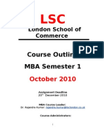 MBA 1 Course Outline October 2010