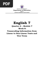 English 7 Q2 Module 7 Week 8 MELC7 Transcoding INformation From Non Linear To Linear Text - FINAL