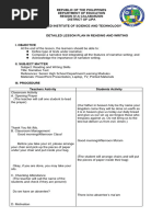 Detailed Lesson Plan Mam Princess Demo Reading and Writing