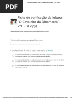 Ficha de Verificação de Leitura - O Cavaleiro Da Dinamarca - 7ºC - (Copy)