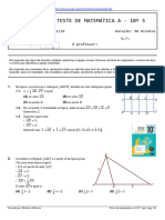 2º Teste de Matemática A 10º 5: 1º Período 06/12/19 Duração: 90 Minutos Nome: N.º: Classificação: O Professor