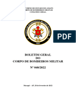 Boletim Geral DO Corpo de Bombeiros Militar #040/2022