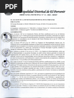 Ordenanza Municipal N.° 11-2022-Mdep - Otorgamiento de Certificados de Poseción