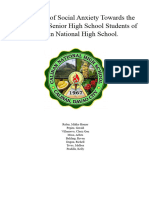 The Effects of Social Anxiety Towards The Behavior of Senior High School Students of Calinan National High School