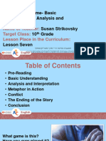 Lesson Topic:: Rules of The Game-Basic Understanding, Analysis and Interpretation Susan Strikovsky 10 Grade Lesson Seven