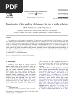 Investigation of The Leaching of Chalcopyritic Ore in Acidic Solutions