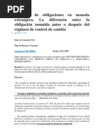 Sentencia Sobre El Pago de Obligaciones en Moneda Extranjera