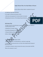 Functions of RBI - Money Supply, Monetary Policy, Forex MGT & Balance of Payment