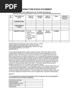 Format For Stock Statement