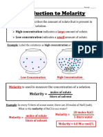 Introduction To Molarity: High Concentration Indicates A Low Concentration Indicates A