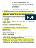 QUESTIONÁRIO ADM de Cargos e Salarios